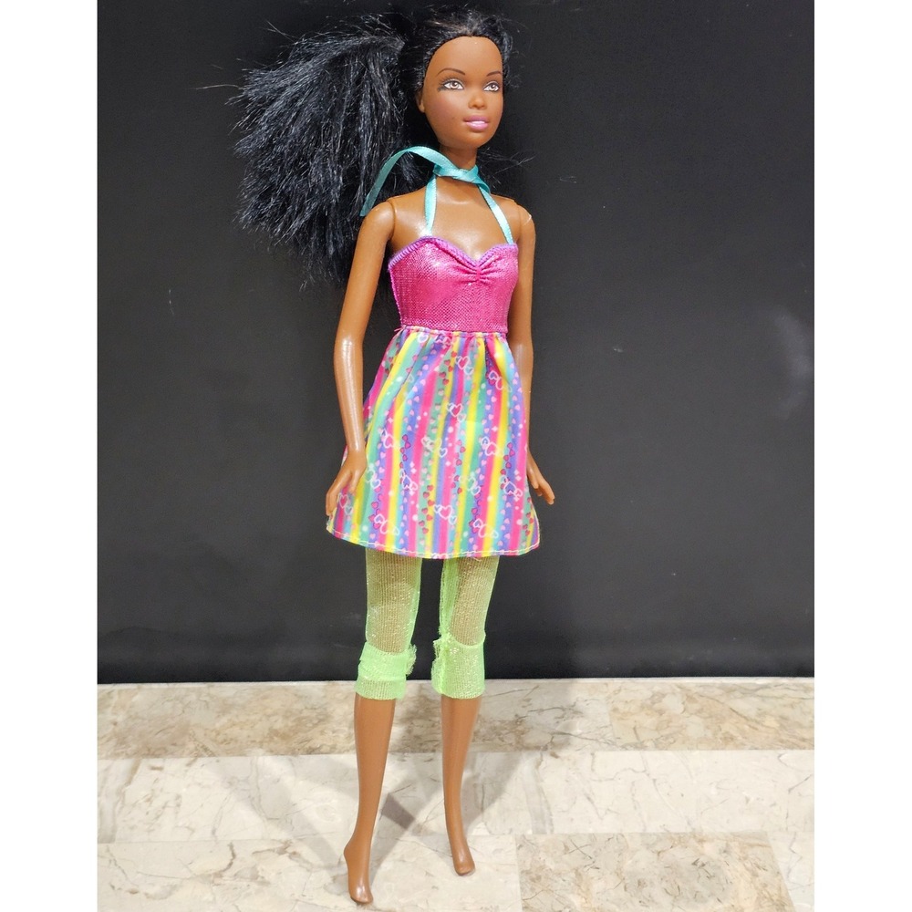 Mattel 1999 Barbie Doll Rainbow Dress Sparkly Top Fashionista